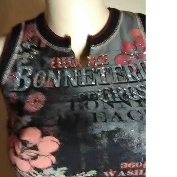 Skinnie Minnie New Black Gray Knit Top Size S - Picture 4 of 7